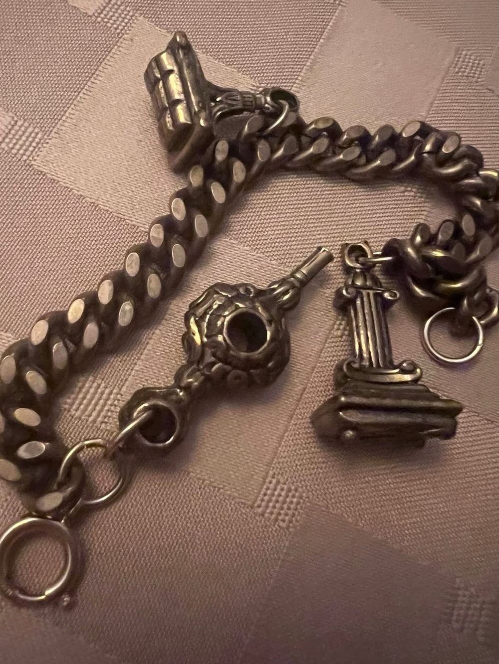Vintage Chunky Link Pocket Watch Chain/Chatelaine Fob and Wax Seals